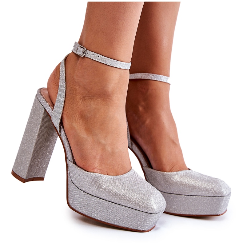 Damsandaler glitter på en klack Silver Rosel silver-