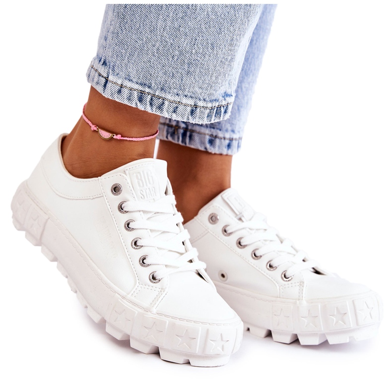 Fashionabla lädersneakers Big Star KK274142 Vit