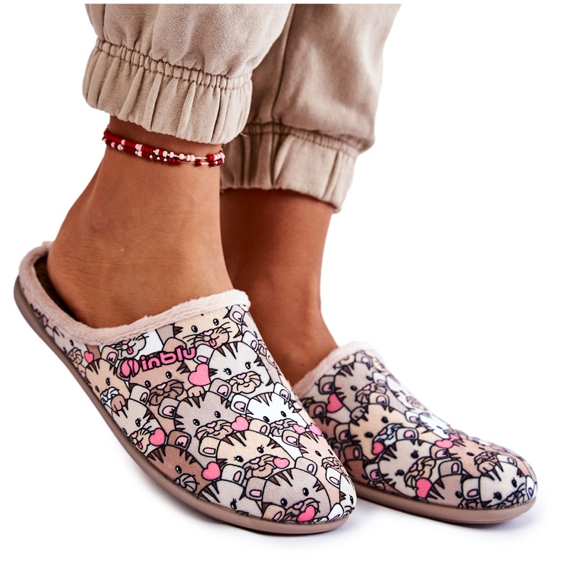 Hemmagjorda Tofflor In Cats Inblu GF-12-011 Beige brun mångfärgad