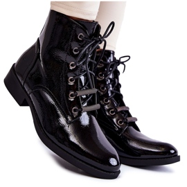 S.Barski Klassisk lackad damsvarta varma stövlar Grimma