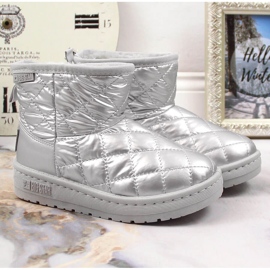 Silver, quiltade, quiltade, silverisolerade slip-on snöstövlar för flickor Big Star KK374241