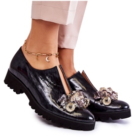 PA2 Eleganta lackade skor med svart och grå Cindy dekoration