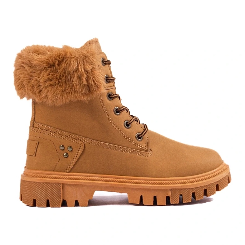 Bruna damstövlar med päls