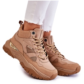 Höga sportskor dam Memory Foam System Big Star KK274355 Beige