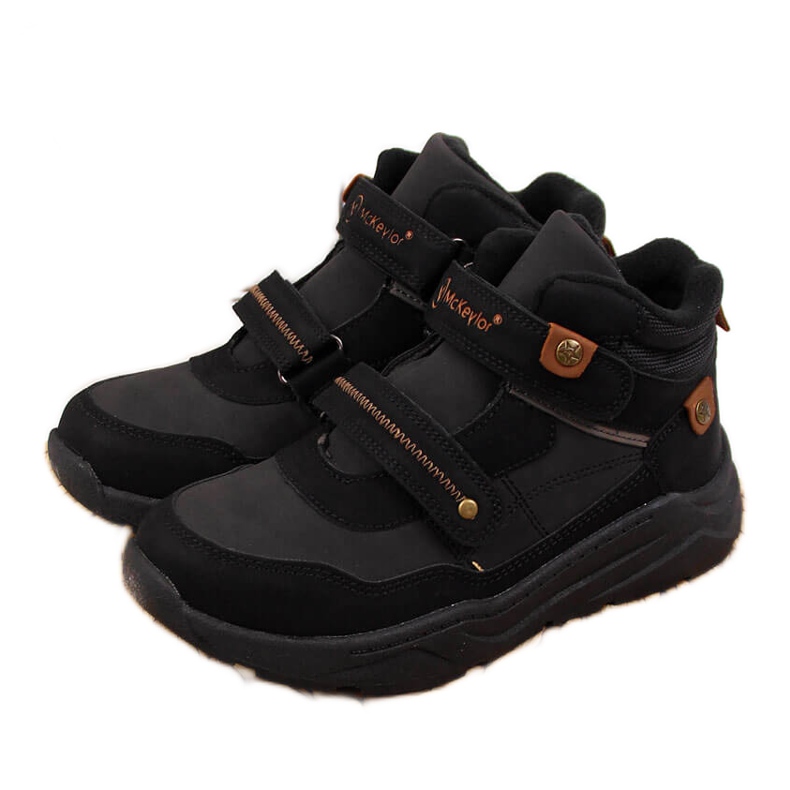 Svarta pojkstövlar med kardborreband McKeylor