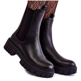 Sergio Leone Kvinnors stövlar i läder på den svarta Bente-plattformen