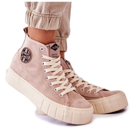 Lee Cooper LCJ-22-31-1434L Beige High Sneakers