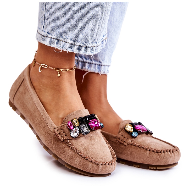 PS1 Loafers i mocka för kvinnor med beige Janetta-dekorationer