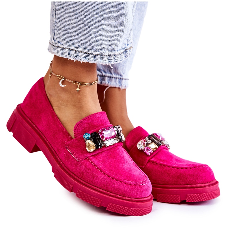 PS1 Loafers i mocka för kvinnor med Fuchsia Karlott dekoration rosa