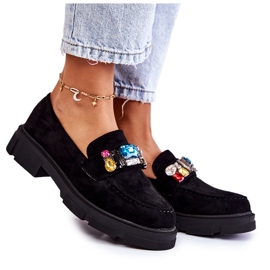 PS1 Loafers i mocka för kvinnor med dekoration Svart Karlott