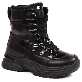 Kvinnors snörskor metallic svarta Potocki