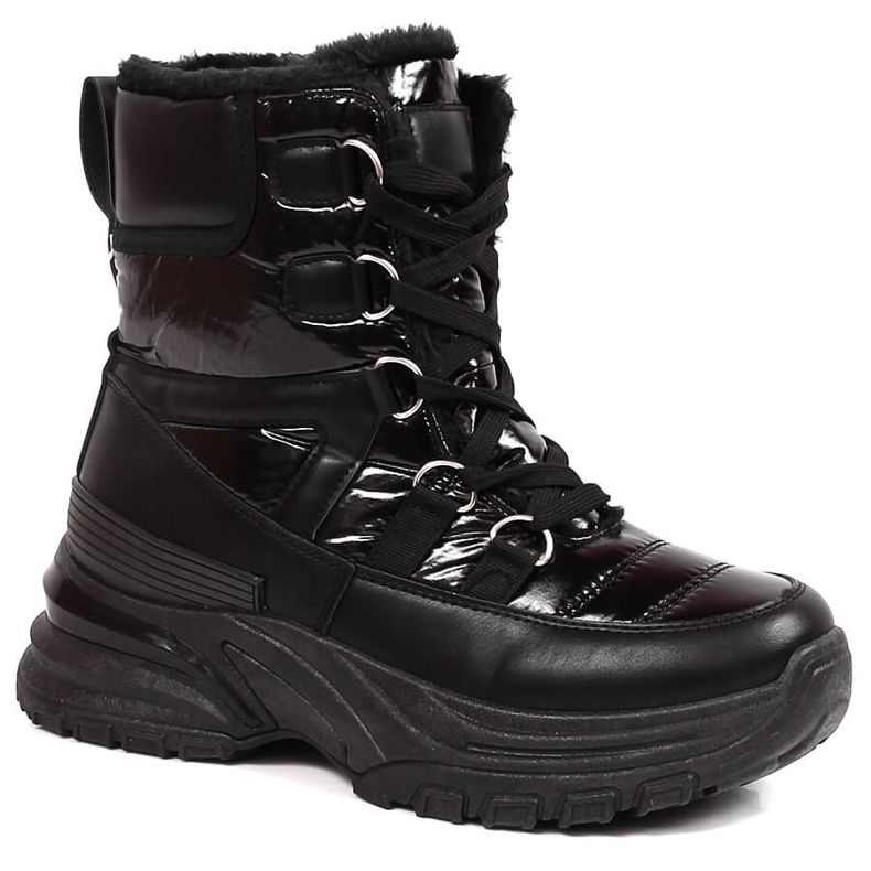 Kvinnors snörskor metallic svarta Potocki