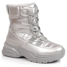Snowboots med snörning för kvinnor i metallic silver Potocki