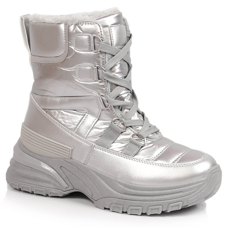 Snowboots med snörning för kvinnor i metallic silver Potocki silver-