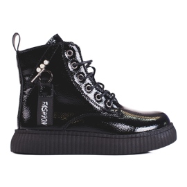 Lackläderflickstövlar på Shelovet-plattformen svart