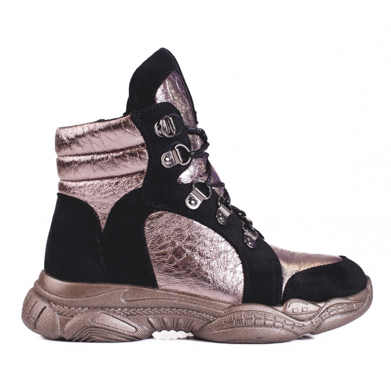 Flickstövlar på tjock Shelovet-sula svart