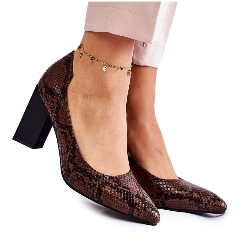 Läder Snakeskin Pumps La.Fi 230027BR-XS Brun