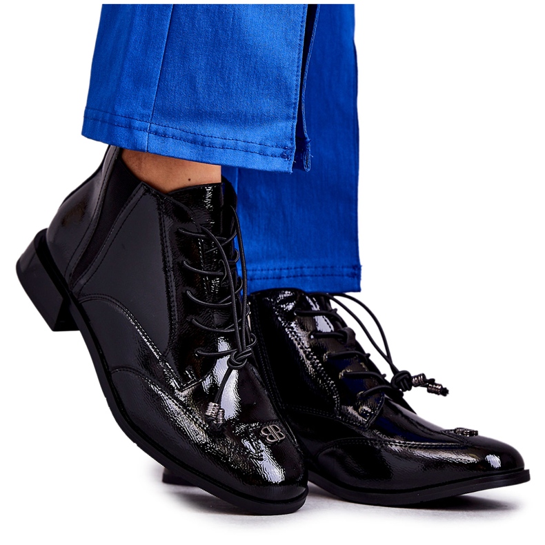 S.Barski Patentstövlar med dekoration, svart