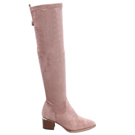 PA1 Gwen Beige Lågklackade Over-Knee Boots
