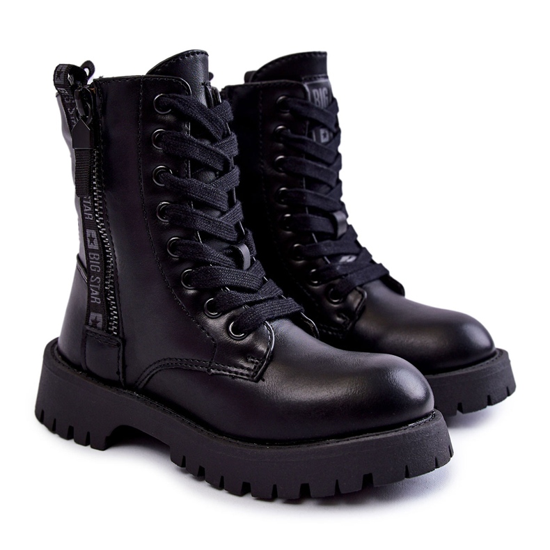 Svarta barnstövlar med dragkedja Big Star KK374136