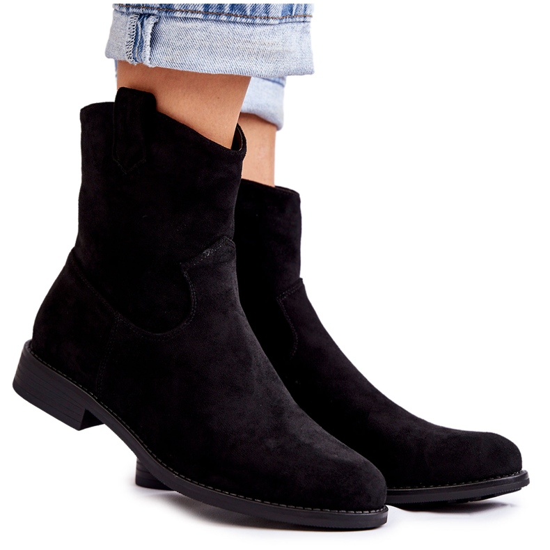 S.Barski Mockastövlar för kvinnor på platta klackar Svart Fiorenz HY66-66