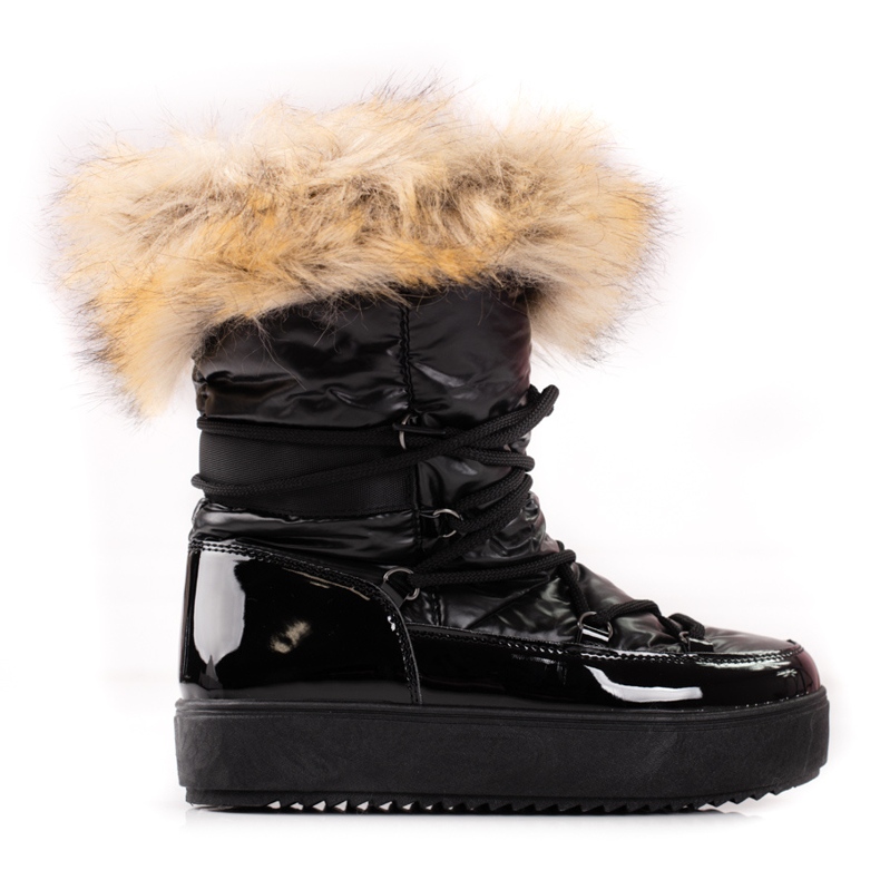 Plattsnöskor för kvinnor med Shelovet-päls svart