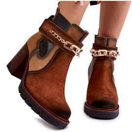 Skinnstövlar för dam Maciejka 05781-29 Röda beige brun