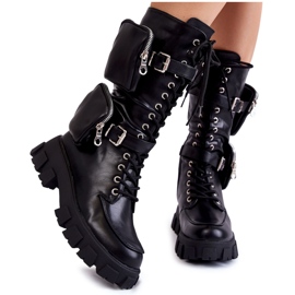 PG2 Kvinnors snörstövlar med njurar Svart Mirrano