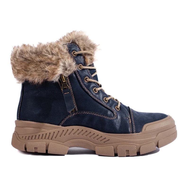 Blå damvandringskängor med päls