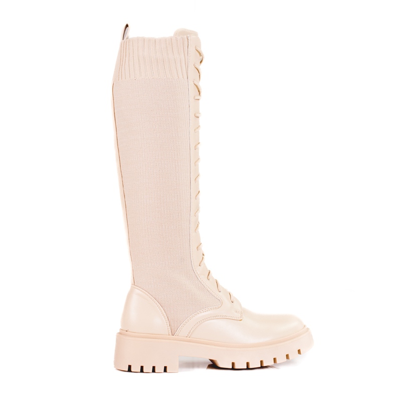 Snörstövlar för kvinnor med en flexibel Shelovet-överdel beige