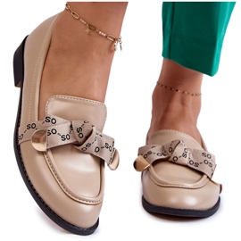 WS1 Kvinnors läder loafers med beige Dayes rosett