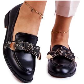 WS1 Kvinnors läder loafers med en svart Dayes rosett