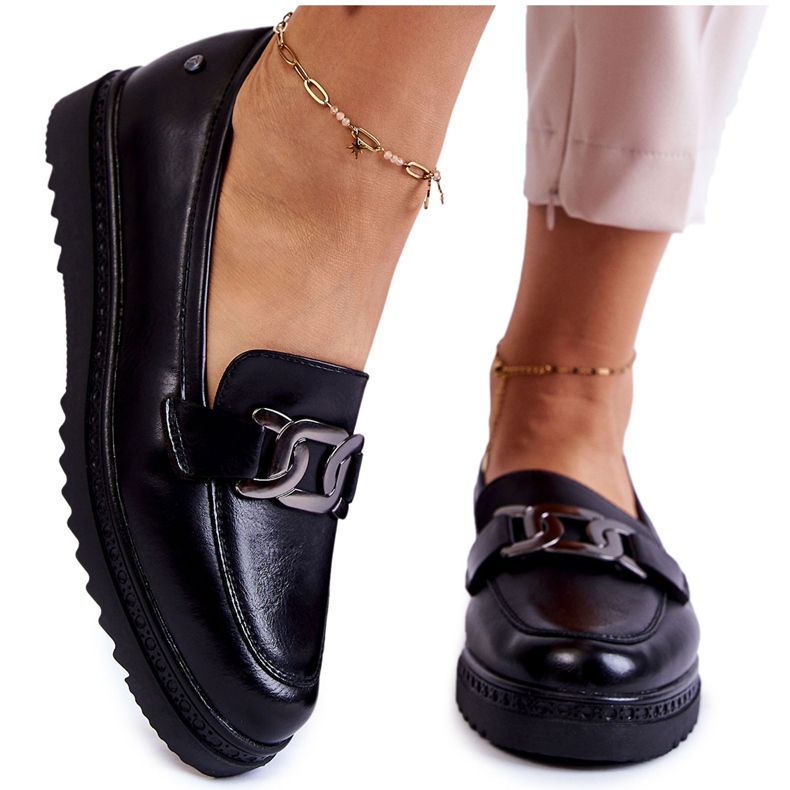 Vinceza Läder Loafers på den svarta Abisso-plattformen