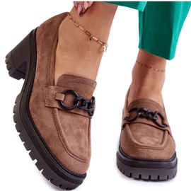 Vinceza Kvinnors mocka höga klackar skor mörkbeige Sanya brun