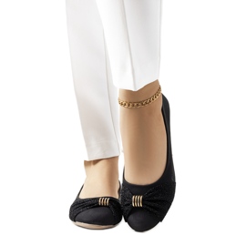 PA1 Svarta ballerinor med glänsande Like myself-prydnad