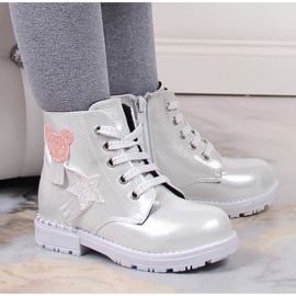 Blanka silverisolerade Potocki flickstövlar i silver