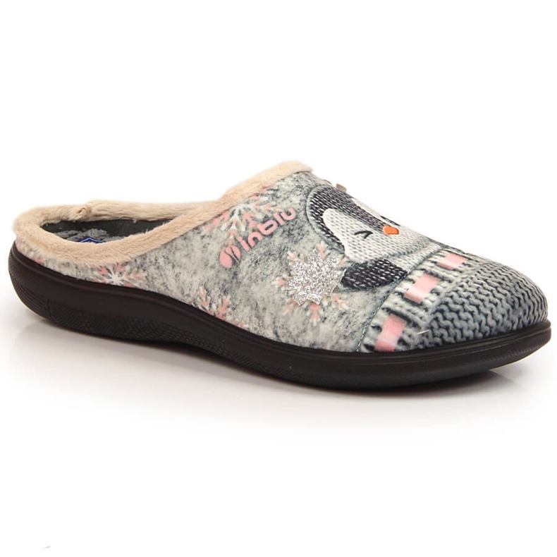 Bekväma varma hemtofflor för kvinnor med Inblu-pingvinen grå