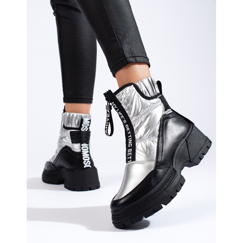 Silversnöskor för kvinnor på Shelovet-plattformen silver-