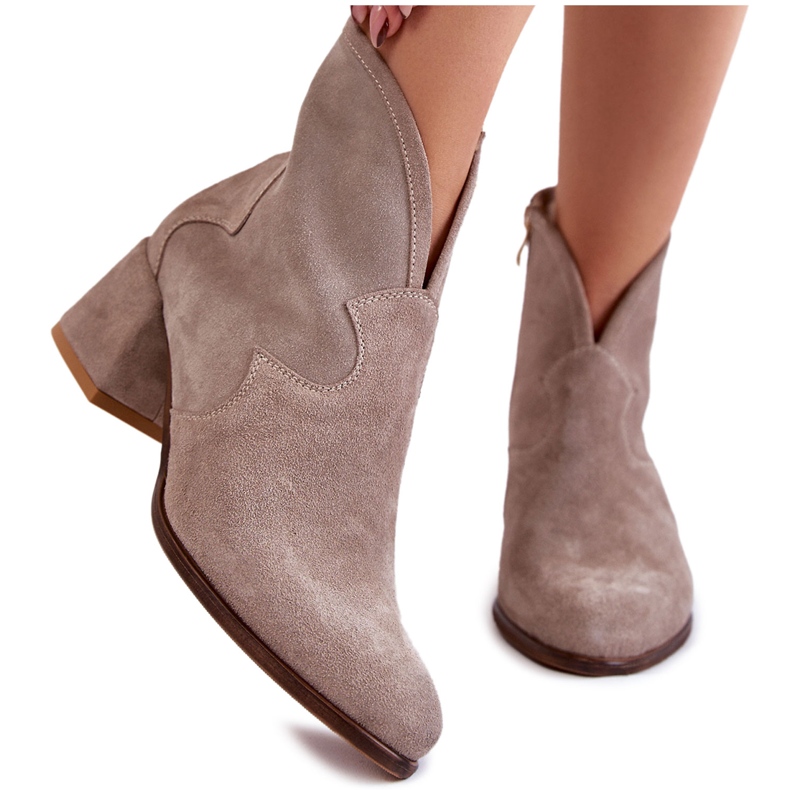 PA2 Stövlar med hög klack i mocka Beige Resso