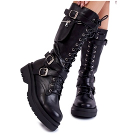 PA1 Långa stövlar för kvinnor med njurdragkedja Svart Joelle