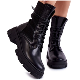 PA1 Kvinnors snörningsstövlar Workers Black Marlissa svart