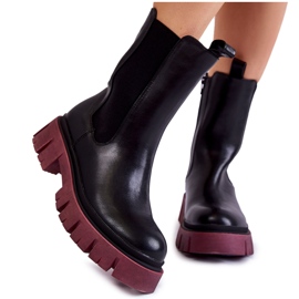 Platform Workers Boots för kvinnor Black-Claret Aliana svart