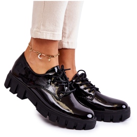 Vinceza Fashionabla lackade skor bundna Black Gwendy svart