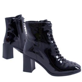 BM Högklackade ankelboots, lackade Aubrey Black svart