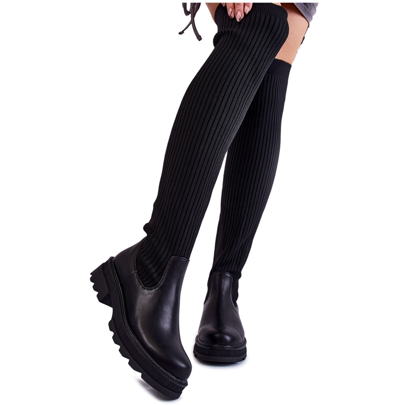 PA1 Damstrumpor Over The Knee Boots Glorie Black svart