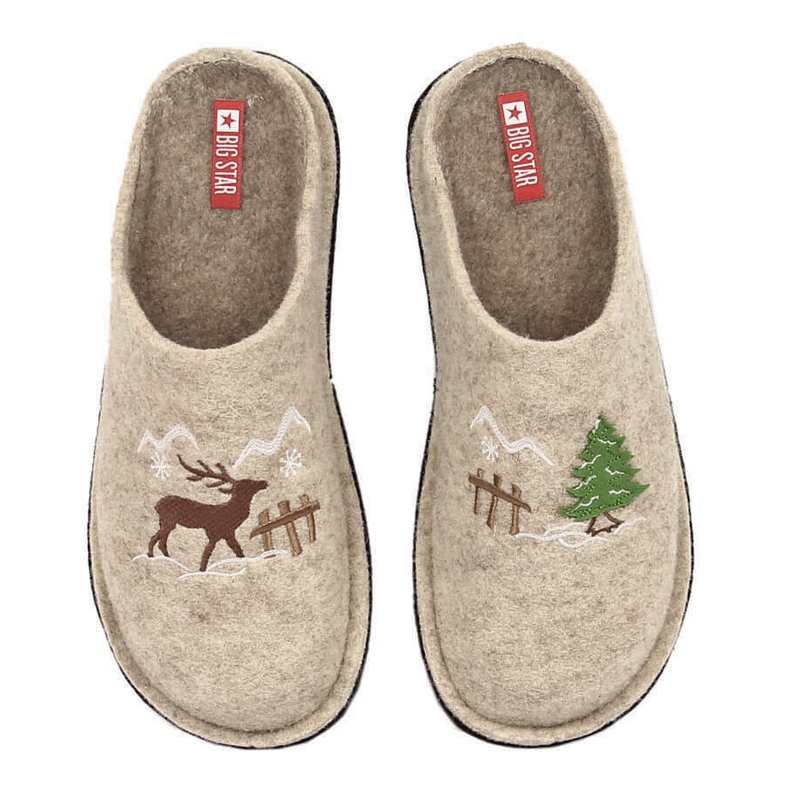 Hemtofflor för kvinnor gjorda av ullfilt beige Big Star KK276016