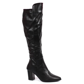 Svarta Filippo varma stövlar för kvinnor på en dekorativ stolpe