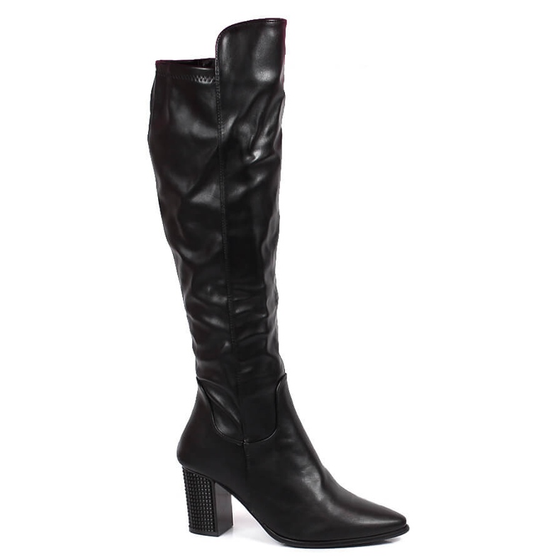 Svarta Filippo varma stövlar för kvinnor på en dekorativ stolpe