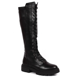 Snörstövlar för kvinnor med dragkedja, isolerad svart Jezzi