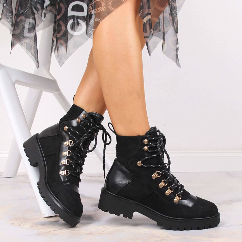 Svarta eVento varma stövlar med snörning för kvinnor